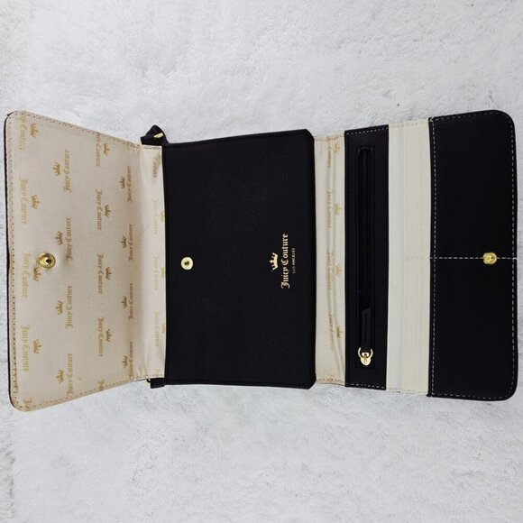 JUICY COUTURE Black PVC Leather Faux Snakeskin Organizer Crossbody Top Handle - Picture 12 of 14